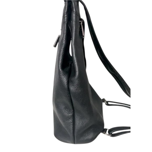 Valentina Italia Carrano Sling Backpack Black Pebbled Leather Duel Handle Bag main image 5